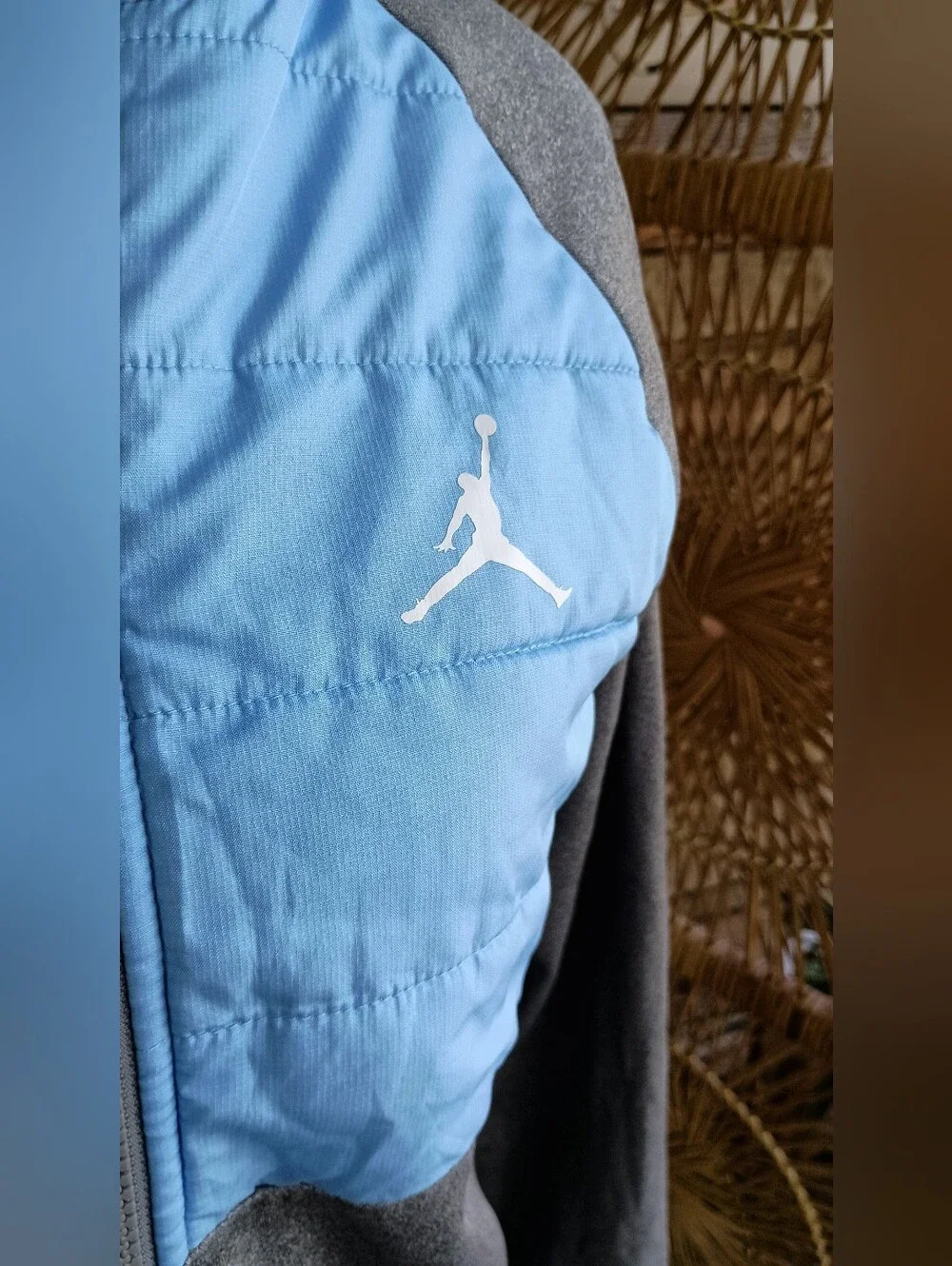 Jordan Boys Gray Jacket with Light Blue Chest Panel and Hood_XL